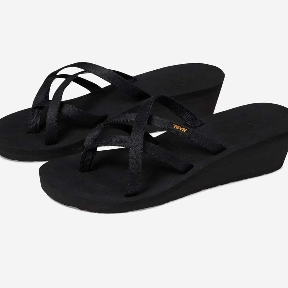 Teva Black Platform Sandals with Woven Straps